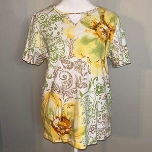 Alfred Dunner Summer Floral Top Size Small